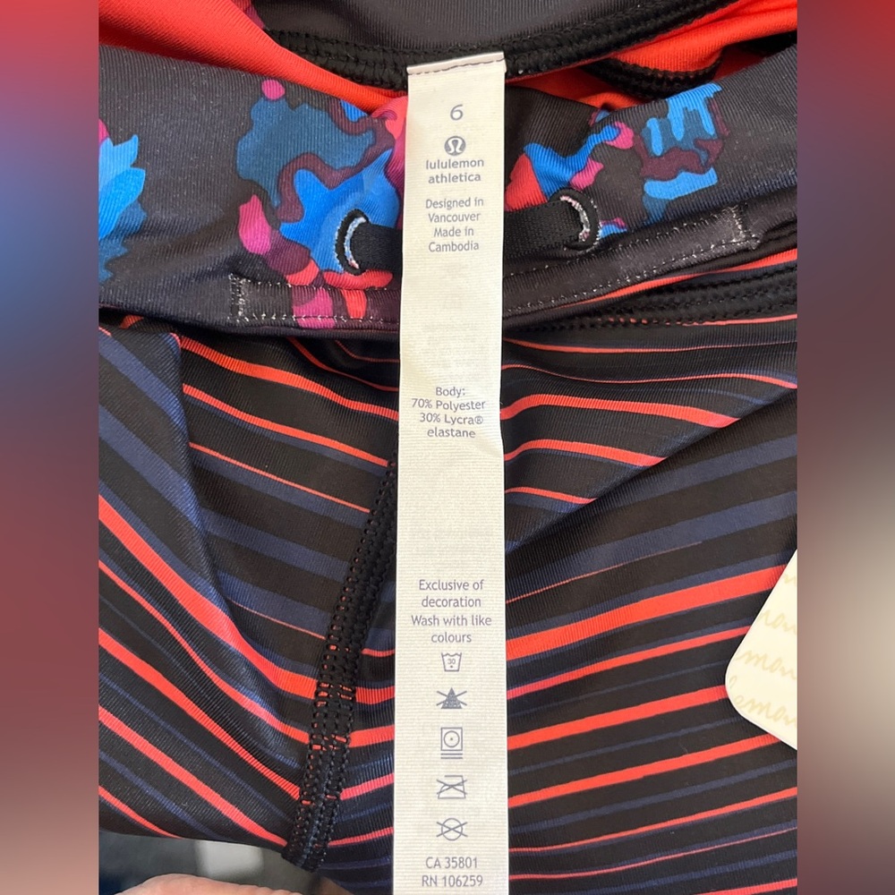 NWT Lululemon Speed Tight IV Size 6 Black Coral Stripe Running Leggings - Picture 5 of 7
